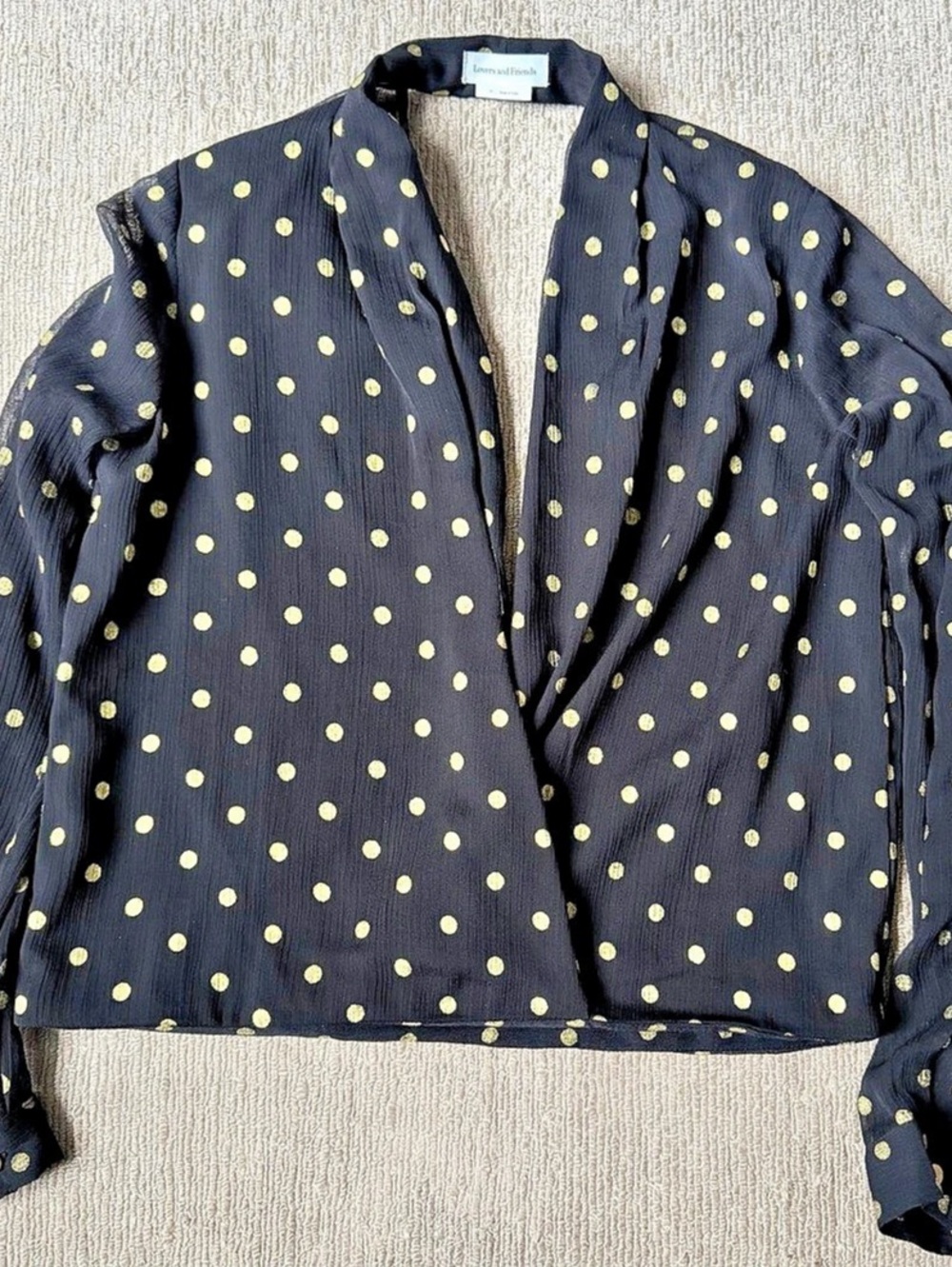 Lovers and Friends Polka Dot Top in Black & Gold Size XS